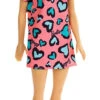 Barbie Chic Poupée Aux Cheveux Bruns Avec Robe Rose à Motifs Cœurs