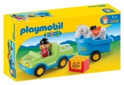 Playmobil 1 2 3 : Voiture Avec Remorque à Cheval